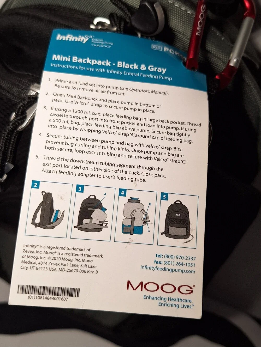 NWT ZEVEX Moog Mini Feeding Pump Backpack - Black/Grey